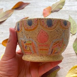 Stoneware bowl with mandala design